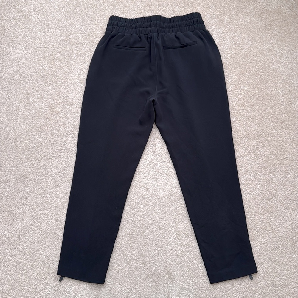 Cinq a Sept Adalie High Rise Drawstring Waist Zipped Cuffs Black Pants Medium - Picture 8 of 11